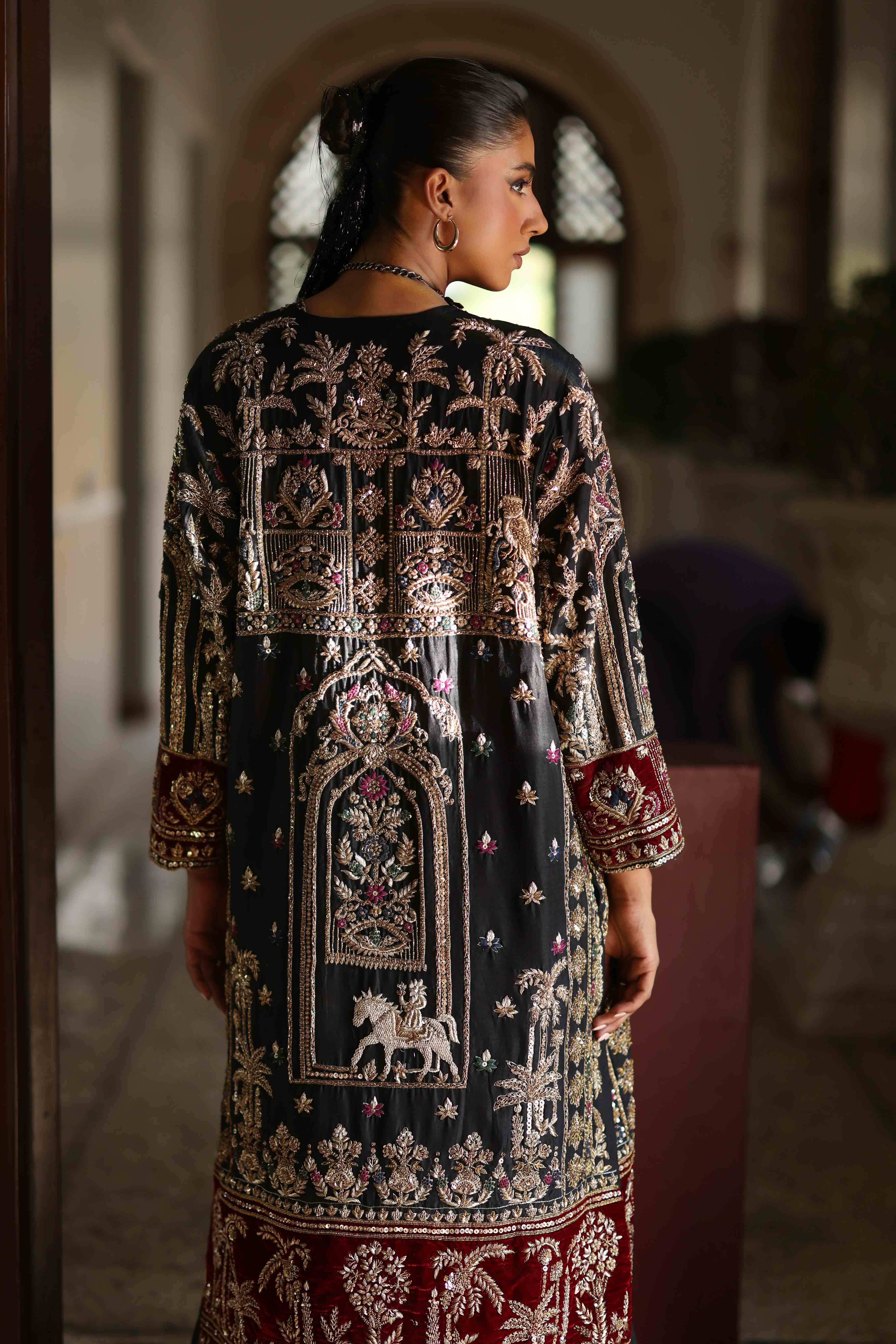 Royal Black & Gold Zardozi Jacket