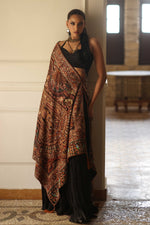 Load image into Gallery viewer, Black, Rust &amp; Gold Kashida Kari Dupatta
