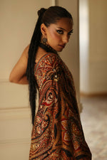 Load image into Gallery viewer, Black, Rust &amp; Gold Kashida Kari Dupatta
