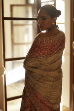 Load image into Gallery viewer, Ivory and Pink Ombre Kashidakari Dupatta
