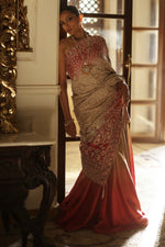 Load image into Gallery viewer, Ivory and Pink Ombre Kashidakari Dupatta
