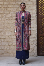 Load image into Gallery viewer, Midnight Blue &amp; Pink Kashida Kari Jacket
