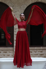 Load image into Gallery viewer, Deep Red Lehenga &amp; Choli
