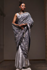 Load image into Gallery viewer, Indigo Blue And Pastel  Kashidakari Dupatta
