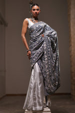 Load image into Gallery viewer, Indigo Blue And Pastel  Kashidakari Dupatta
