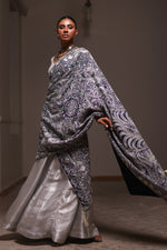 Load image into Gallery viewer, Indigo Blue And Pastel  Kashidakari Dupatta
