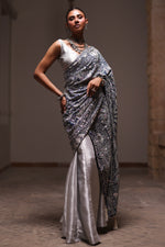 Load image into Gallery viewer, Indigo Blue And Pastel  Kashidakari Dupatta
