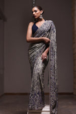Load image into Gallery viewer, Sage Green Kashida Kari Saree
