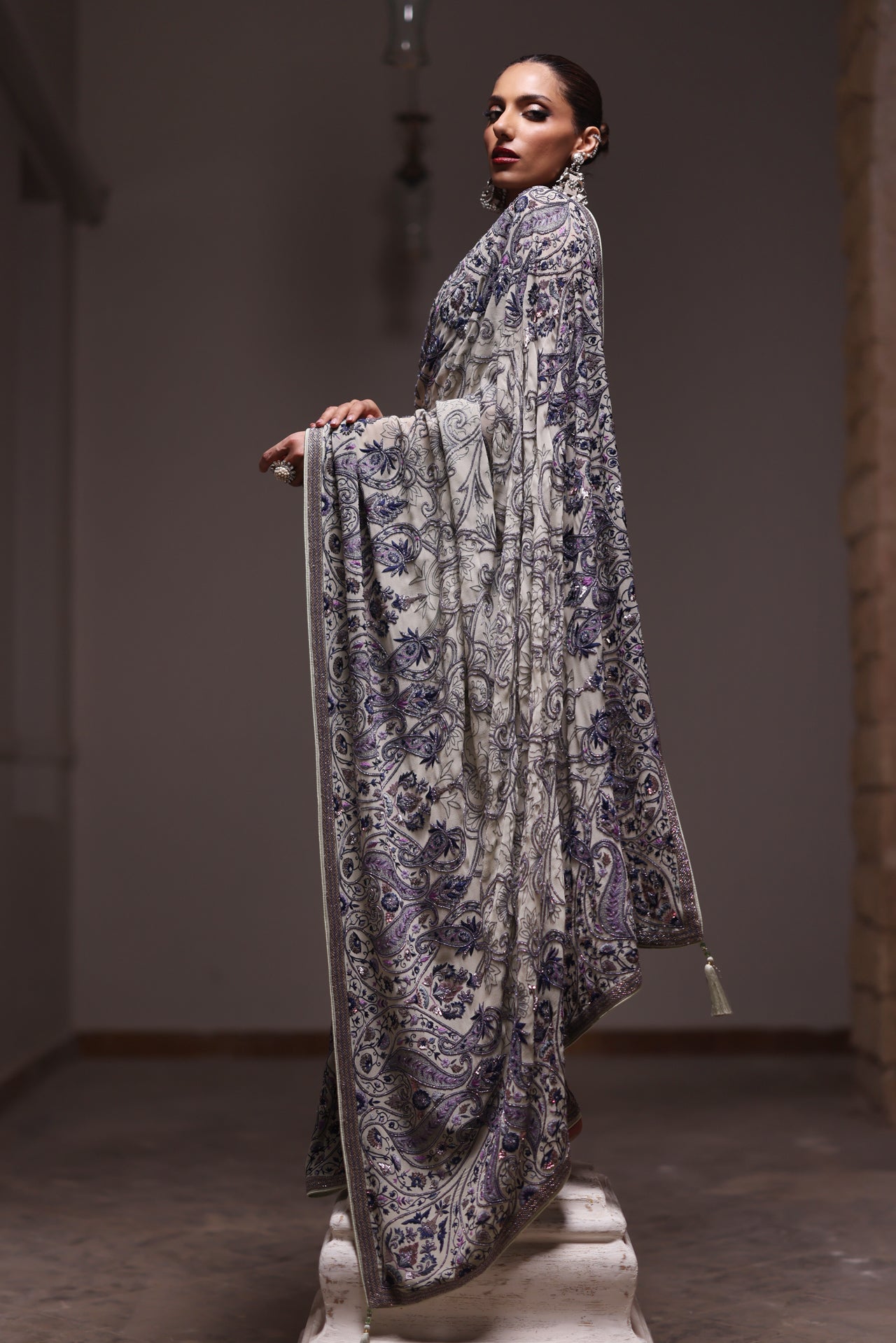 Sage Green Kashida Kari Saree