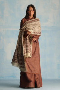 Beige & Coffee Kantha Dupatta