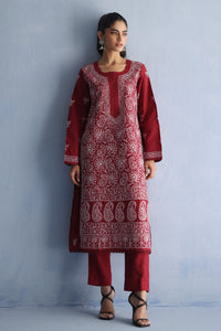 Red Chikankari Kurta