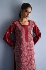 Load image into Gallery viewer, Red Chikankari Kurta
