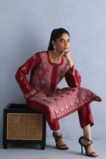 Load image into Gallery viewer, Red Chikankari Kurta

