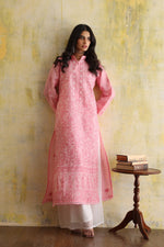 Load image into Gallery viewer, Karigars Essentials Aafrinish By Niazi Bubblegum Pink Chikankari Mukesh Kurta Ersa Batool Rizwan Haq Hand Embroidered 
