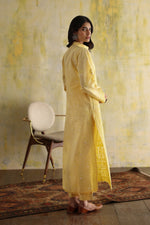 Load image into Gallery viewer, Karigars Essentials Aafrinish By Niazi Pakistan Mango Yellow Chikankari Mukesh Kurta Ersa Batool Rizwan Haq Hand Embroidered 
