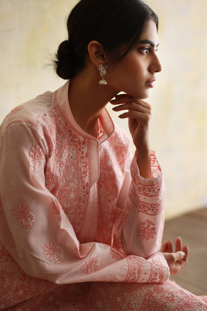 Hassas Pink Chikankari Kurta
