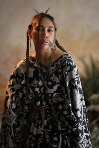 Black and White Kantha Poncho