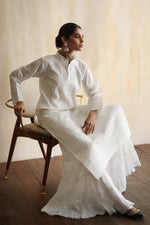 Load image into Gallery viewer, Karigars Essentials Aafrinish By Niazi White Chikankari Mukesh Kurta Ersa Batool Rizwan Haq Hand Embroidered 
