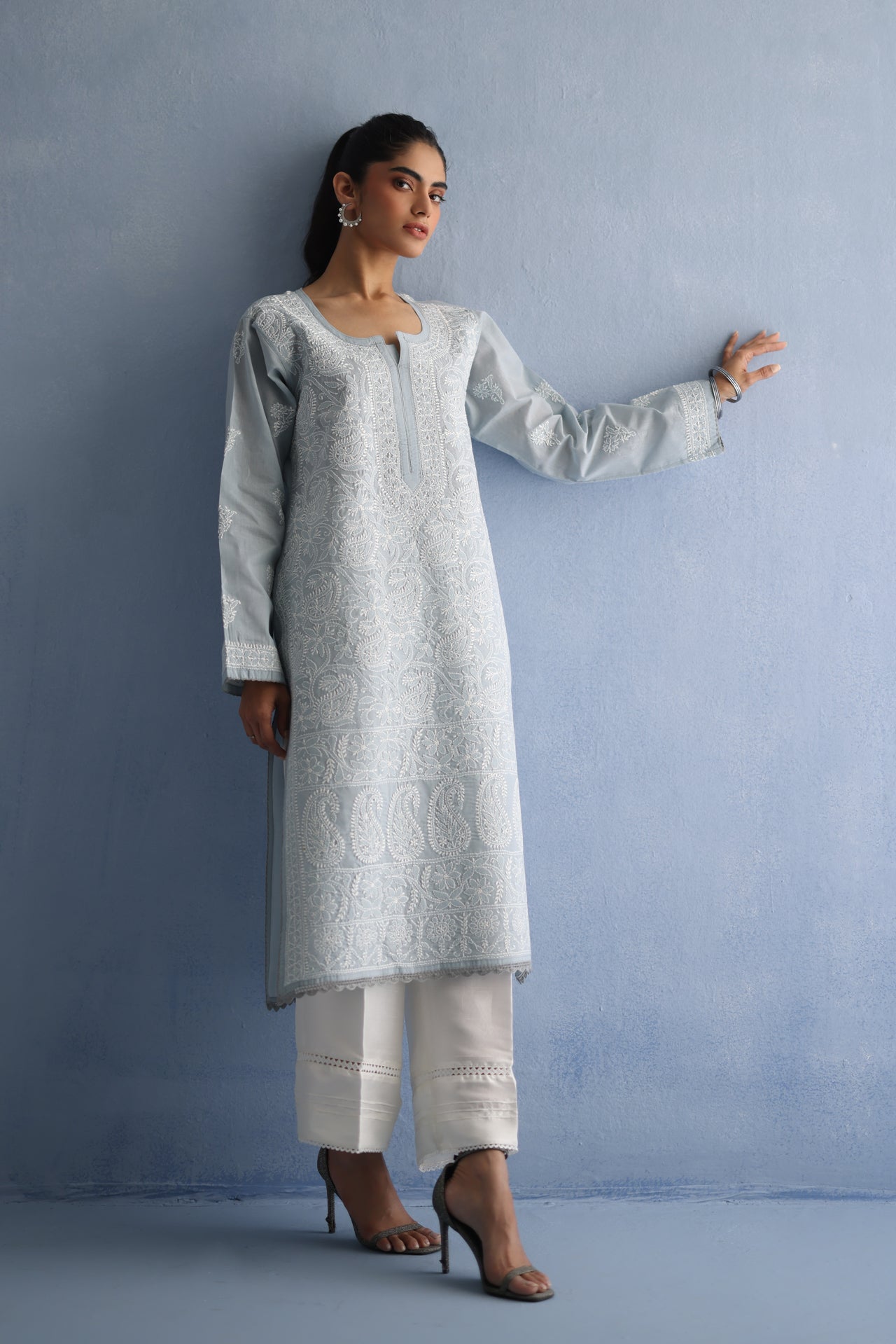 Grey Chikankari Kurta