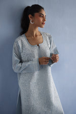 Load image into Gallery viewer, Grey Chikankari Kurta
