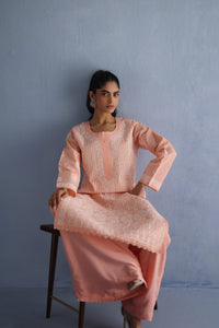 Peach Chikankari Kurta