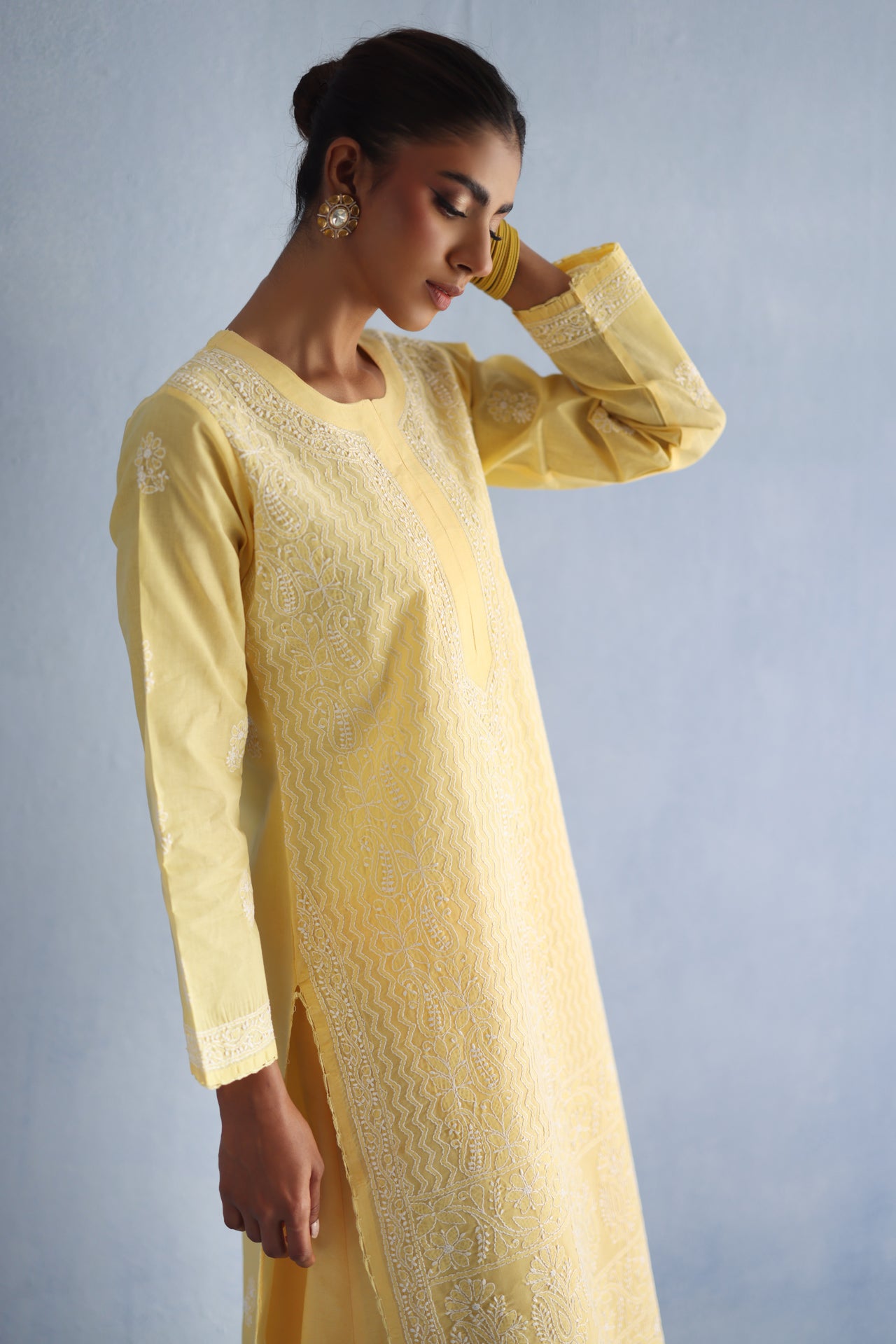 Yellow Chikankari Kurta