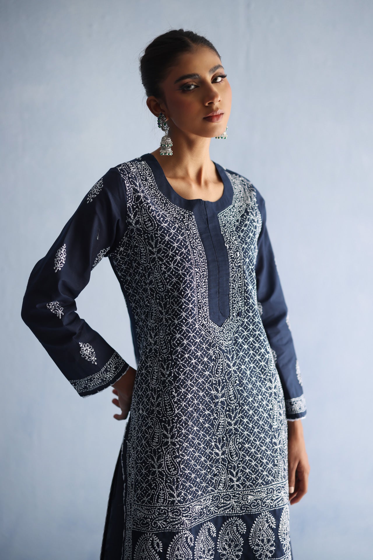 Navy Blue Chikankari Kurta
