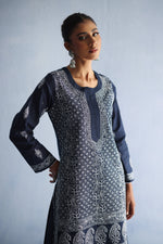 Load image into Gallery viewer, Navy Blue Chikankari Kurta
