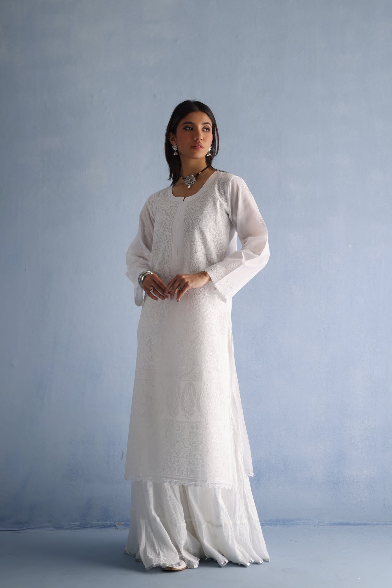 White Chikankari Kurta