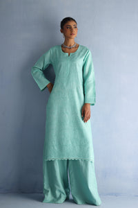 Aqua Blue Tusser Silk Kurta