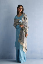 Load image into Gallery viewer, Beige and Blue Kantha Dupatta
