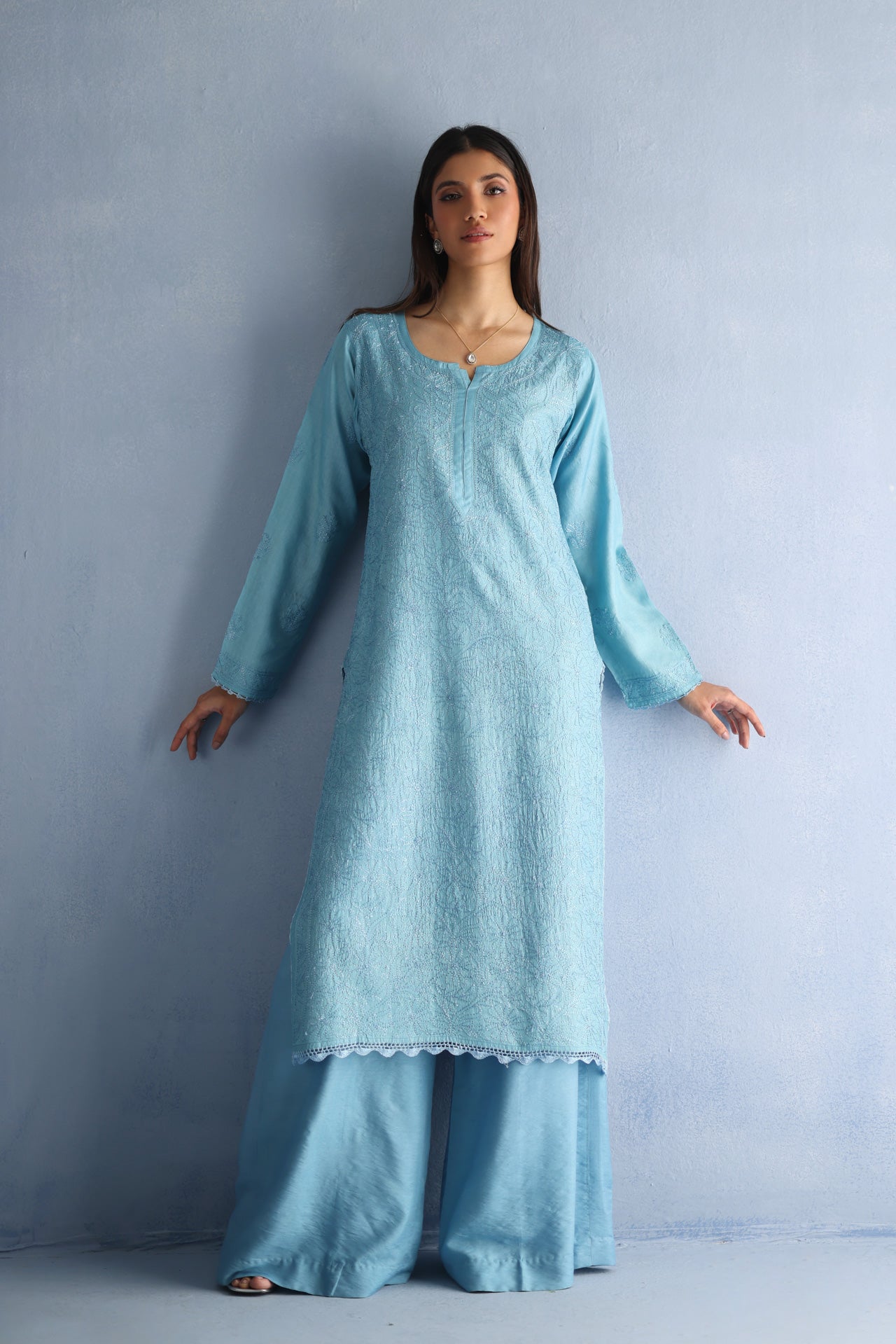Sky Blue Tusser Silk Kurta