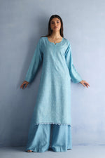 Load image into Gallery viewer, Sky Blue Tusser Silk Kurta
