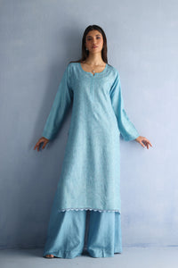 Sky Blue Tusser Silk Kurta