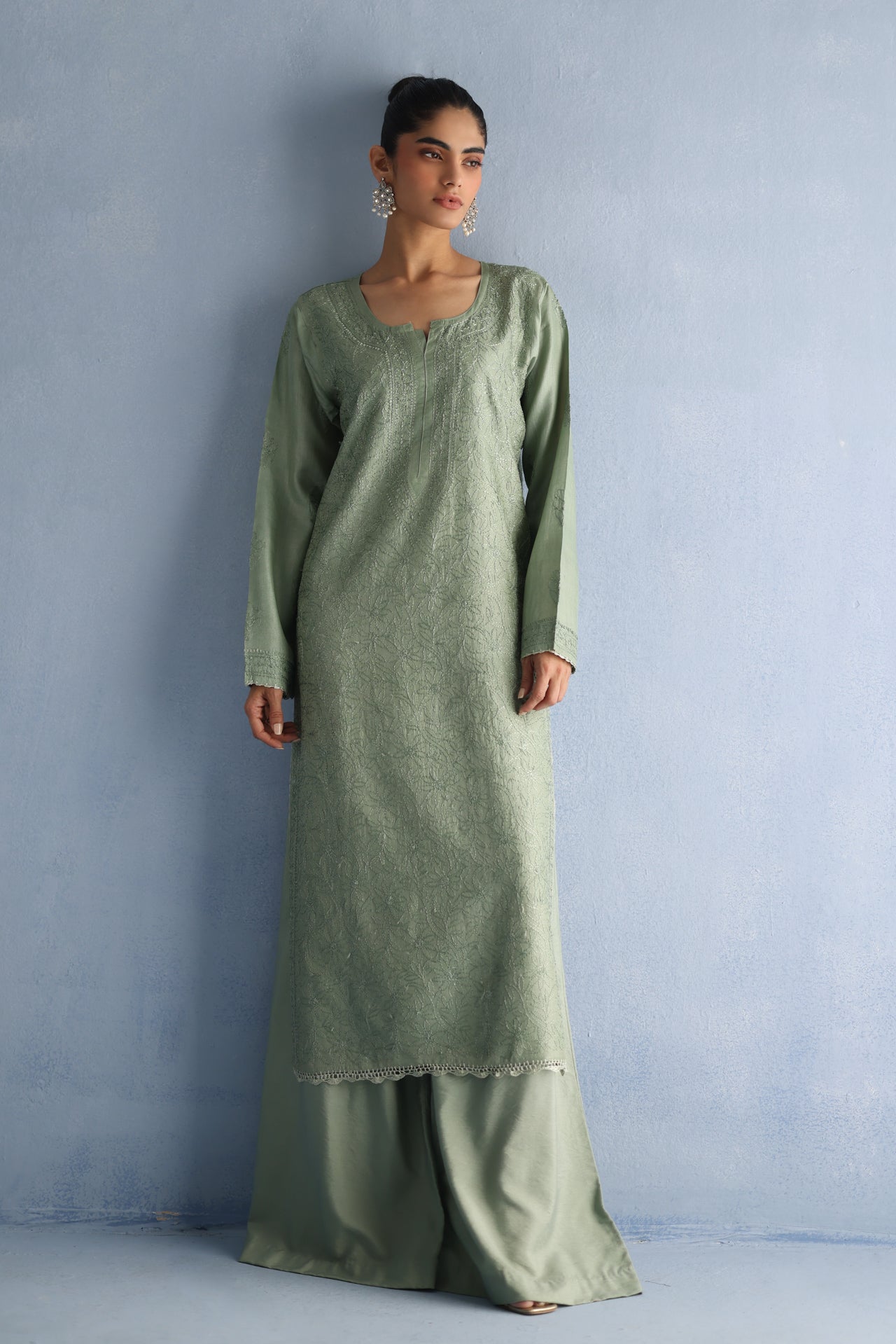 Green Tusser Silk Kurta