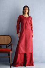 Load image into Gallery viewer, Deep Red Tusser Silk Kurta
