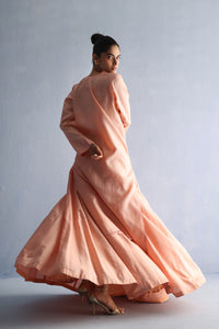 Salmon Tusser Silk Kurta