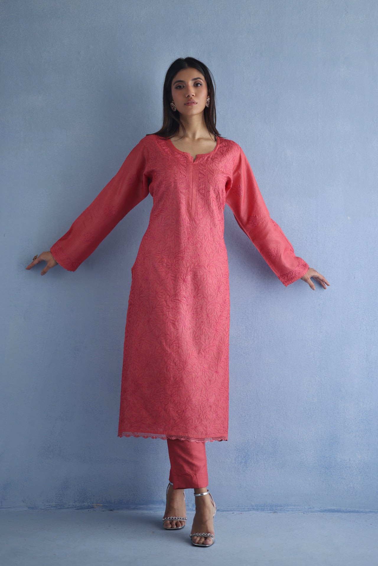 Carrot Tusser Silk Kurta