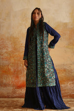 Load image into Gallery viewer, Navy Blue &amp; Aqua Green Kantha Jacket
