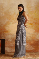 Load image into Gallery viewer, Grey &amp; White Floral Kantha Shirt &amp; Izaar
