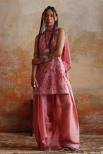 Load image into Gallery viewer, Pink &amp; White Floral Kantha Shirt, Shalwar &amp; Dupatta

