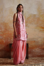 Load image into Gallery viewer, Pink &amp; White Floral Kantha Shirt, Shalwar &amp; Dupatta
