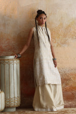Load image into Gallery viewer, Beige &amp; White Kantha Shirt &amp; Palazzo
