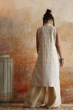 Load image into Gallery viewer, Beige &amp; White Kantha Shirt &amp; Palazzo
