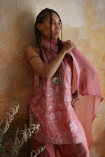 Load image into Gallery viewer, Pink &amp; White Floral Kantha Shirt, Shalwar &amp; Dupatta
