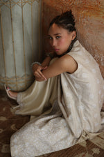 Load image into Gallery viewer, Beige &amp; White Kantha Shirt &amp; Palazzo
