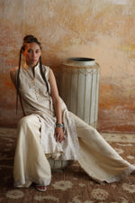 Load image into Gallery viewer, Beige &amp; White Kantha Shirt &amp; Palazzo
