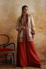 Load image into Gallery viewer, Beige &amp; Rust Kantha Jacket &amp; Palazzo
