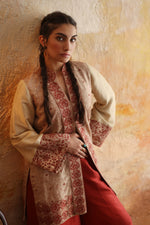 Load image into Gallery viewer, Beige &amp; Rust Kantha Jacket &amp; Palazzo
