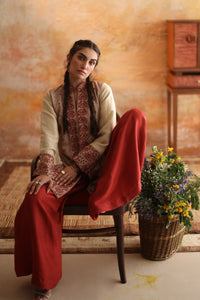 Beige & Rust Kantha Jacket & Palazzo